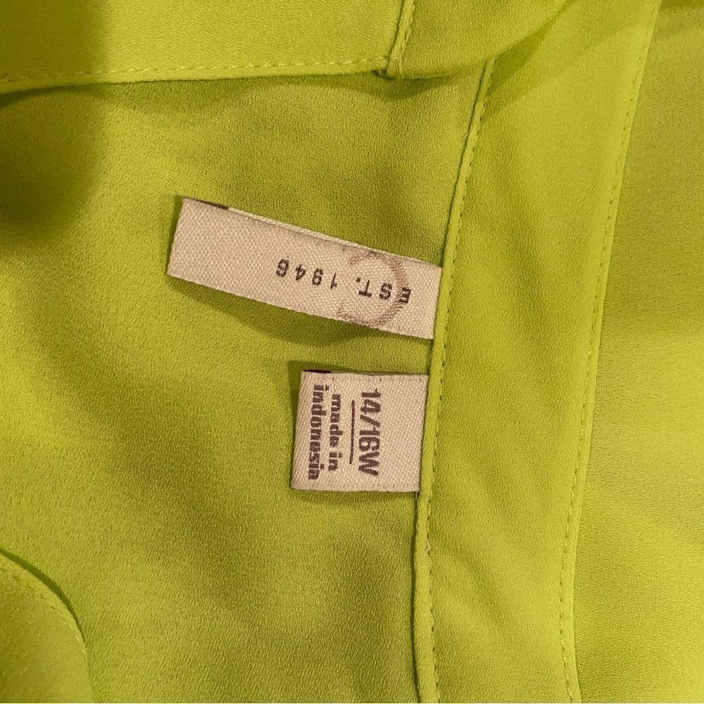 Est 1946 Bright Green Top Blouse Size 14/16 - Picture 6 of 8